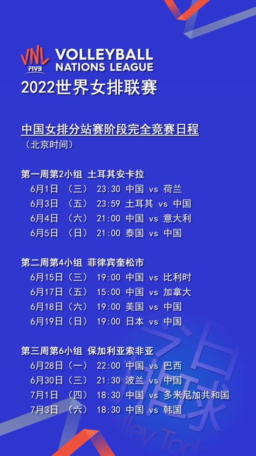 中国女排2022年比赛日程表总决赛